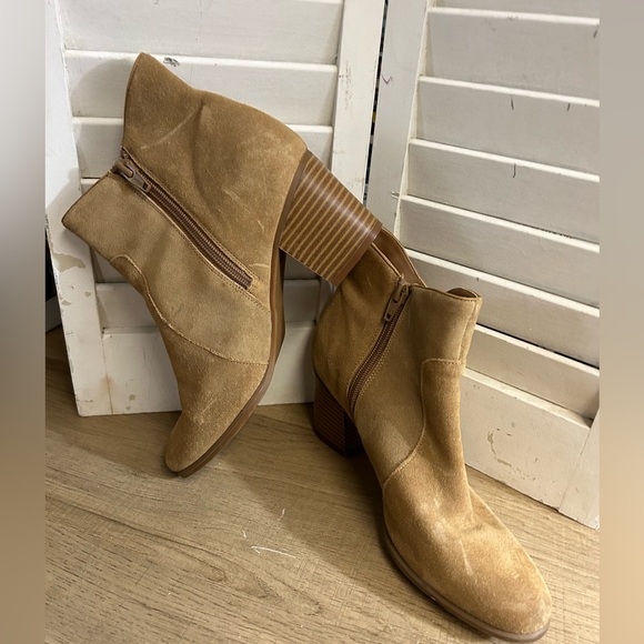 G. H. Bass Leather Suede Fringe Heeled Ankle Boot Tan Made in USA Size 6 Eve - Picture 6 of 15